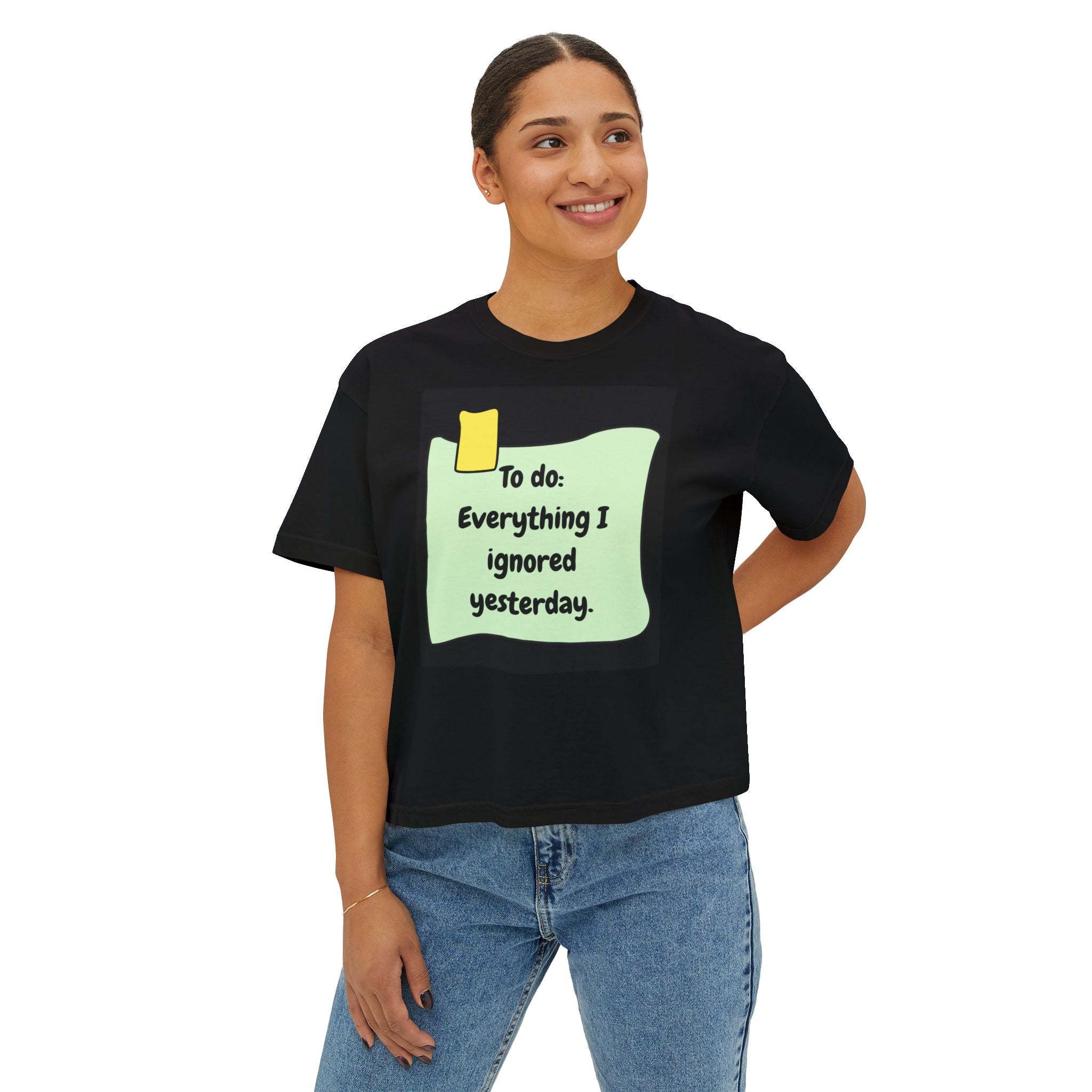 Funny Women's Boxy Tee | To Do List Shirt | Gift for Moms, Students, Self-Care, Casual Wear, Relaxed Fit
