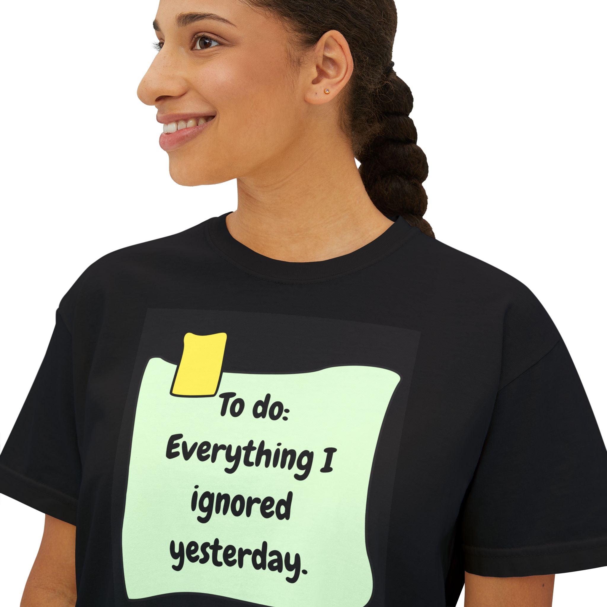Funny Women's Boxy Tee | To Do List Shirt | Gift for Moms, Students, Self-Care, Casual Wear, Relaxed Fit