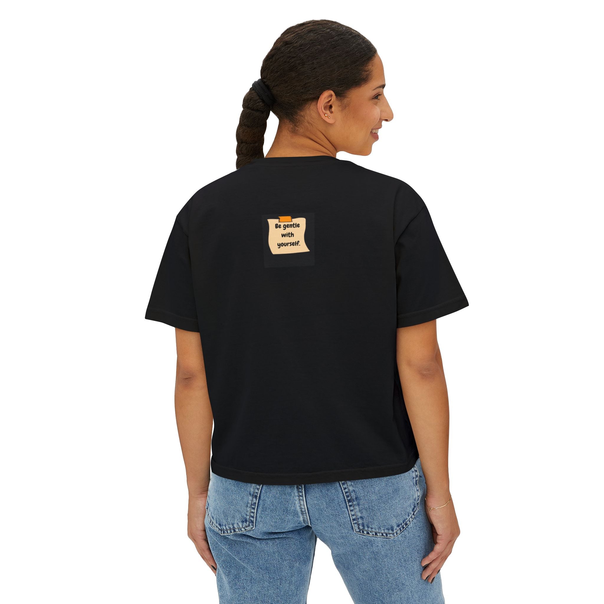 Women's Inspirational Boxy Tee, Self-Care Shirt, Relaxed Fit Tee, Gift for Her, Empowerment Apparel, Casual Wear